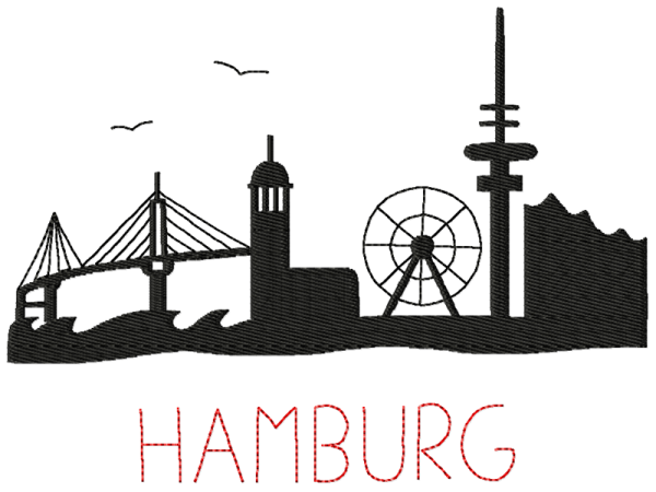Hamburg Skyline - Vollstick Stickdatei